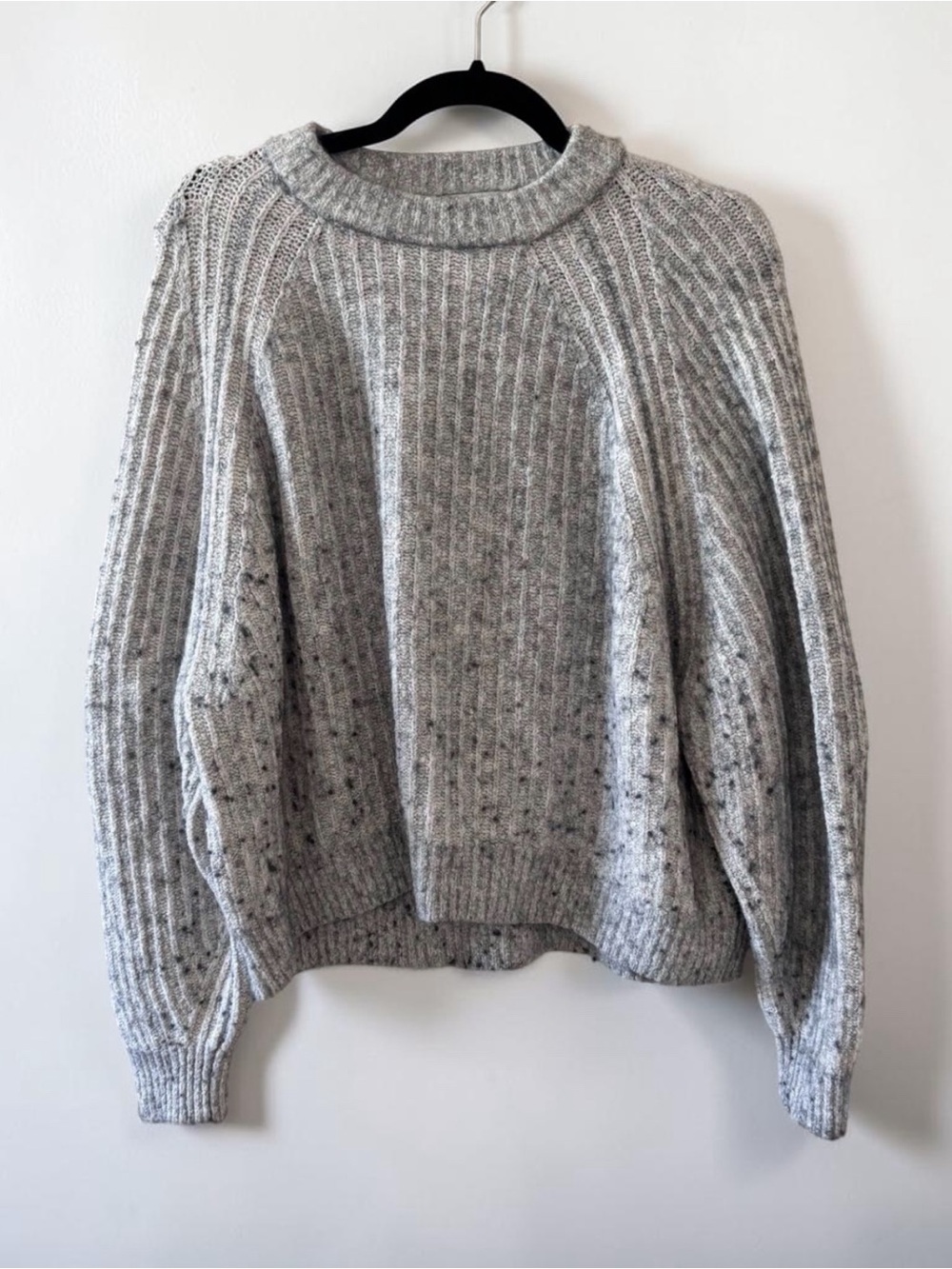 Madewell Ribbed Cotton Blend Sweater Heather Gray Women's Small